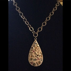 Sarah Coventry 1970s Teardrop Rhinestone Necklace
